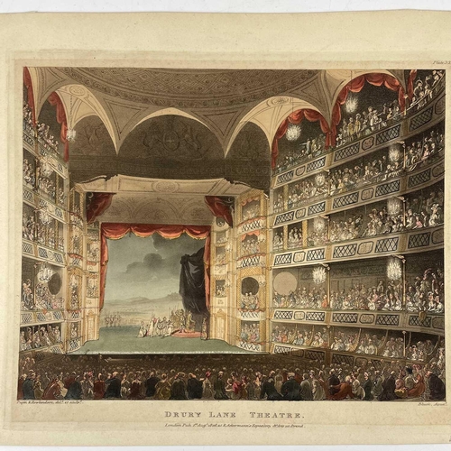 453 - Bookplates and ephemera. Five plates by Rowlandson Pugin depicting Royal Opera House and theatres in... 