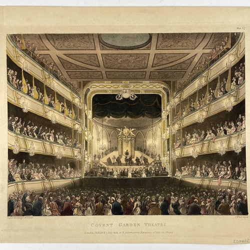 453 - Bookplates and ephemera. Five plates by Rowlandson Pugin depicting Royal Opera House and theatres in... 