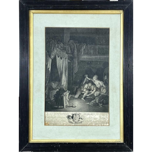 462 - Three mid 18th century framed engravings. Chatelain after Gaspar Poussin, 'A Country Scene,' copper ... 