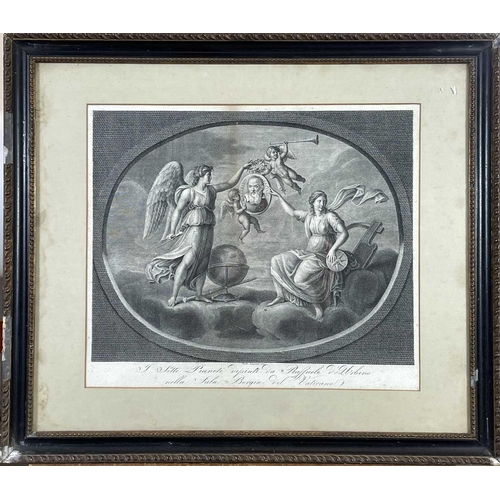 463 - Three mid 18th century framed engravings. after Carlo Lasinio, 'A Heavenly Scene,' b+w engraving, so... 