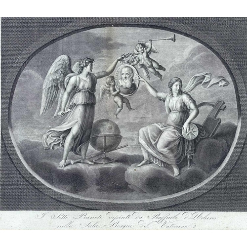 463 - Three mid 18th century framed engravings. after Carlo Lasinio, 'A Heavenly Scene,' b+w engraving, so... 