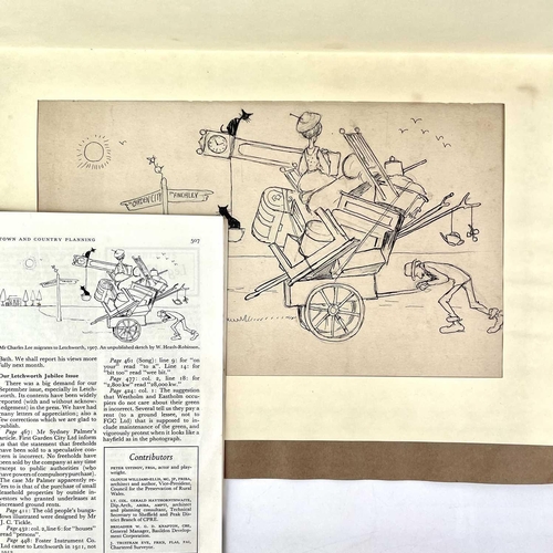 464 - An original sketch attributed to W. Heath-Robinson. 'Mr Charles Lee migrates to Letchworth,' Ink on ... 