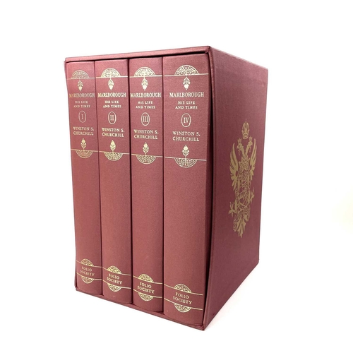 508 - The Folio Society. Winston Churchill - Marlborough His Life and Times, four book set in original sle... 