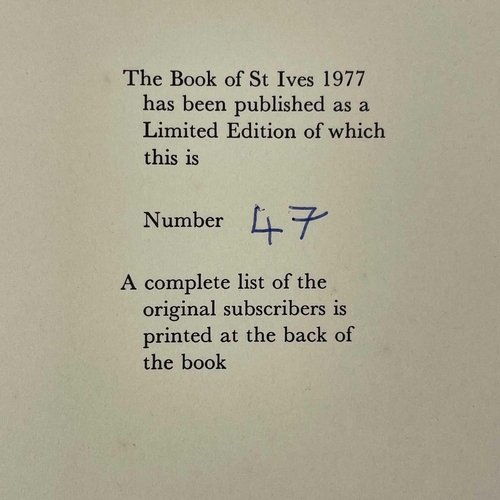 52 - CYRIL NOALL. 'The Book of St Ives,' Signed by the author, original cloth, unclipped, some spotting t... 