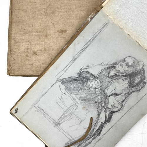 55 - Five late 19th century sketchbooks. A mix of watercolour, charcoal and graphite, the artist having a... 