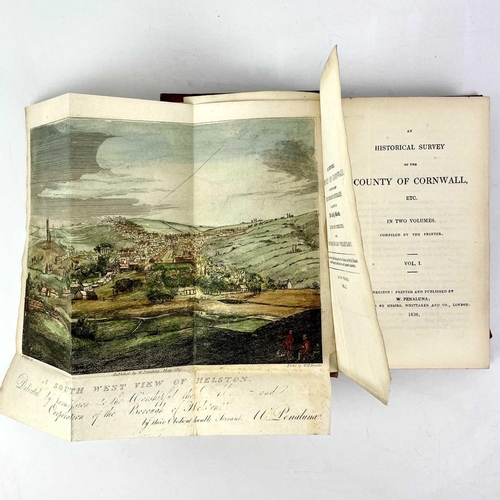 57 - 'An Historical Survey of the County of Cornwall,' Two vols, hand coloured engraved frontis of Helsto... 