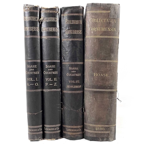 69 - GEORGE CLEMENT BOASE. 'Bibliotheca Cornubiensis,' and William Prideaux Courtney, three vols, origina... 