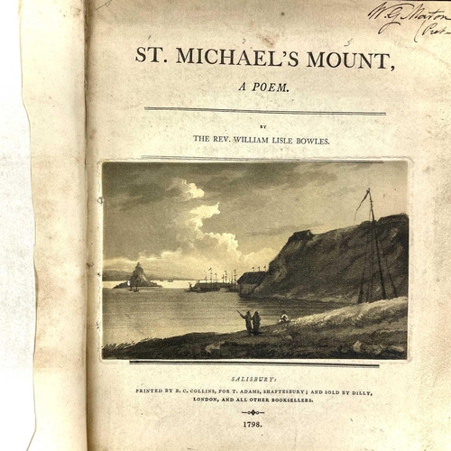 83 - Rev WILLIAM LISLE BOWLES. 'St. Michael's Mount, A Poem', First edition, carcked joints to half leath... 