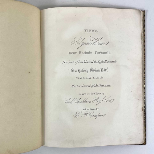 86 - Col COCKBURN. 'Views of Glynn House near Bodmin, Cornwall', Full original leather with ornate gilt d... 