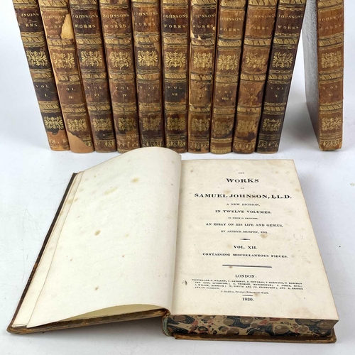 90 - 'The Works of Samuel Johnson', new edition, 12 volumes, 1820 Rebacked, ex-libris Thomas Hargreaves ,... 