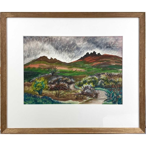 100 - Inez Estella HOYTON (1903-1983) Dartmoor Tors  Mixed media Signed 31.5 x 45cmThis work has not been ... 