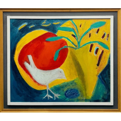 115 - Louise MCCLARY (1958) Bird in Oasis Acrylic on canvas Signed to verso 51 x 61cm