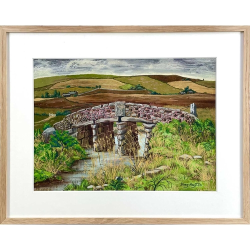 118 - Inez Estella HOYTON (1903-1983) Tregarrick Bridge, Mid-Cornwall  Gouache Signed Further signed and i... 