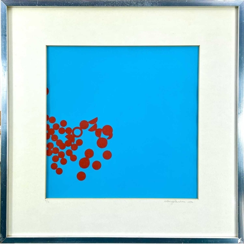 12 - Wilhelmina BARNS-GRAHAM (1912-2004) Vermilion Discs Into Turquoise Square, 1972 Silkscreen Signed an... 