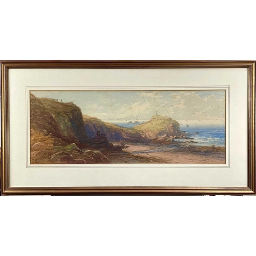 129 - Thomas HART (1830-1916) Cape Cornwall Watercolour Signed and dated 1867 25 x 66cm