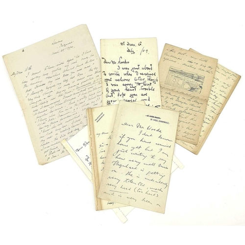 142 - An interesting collection of letters from noteable early Newlyn School Artists Handwritten letters, ... 