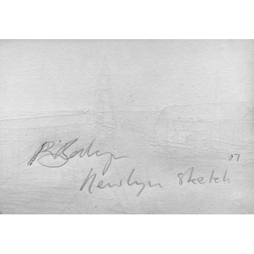 153 - Richard BALLINGER (XX-XXI) Study of Newlyn Harbour Graphite on paper Monogrammed Further signed to v... 