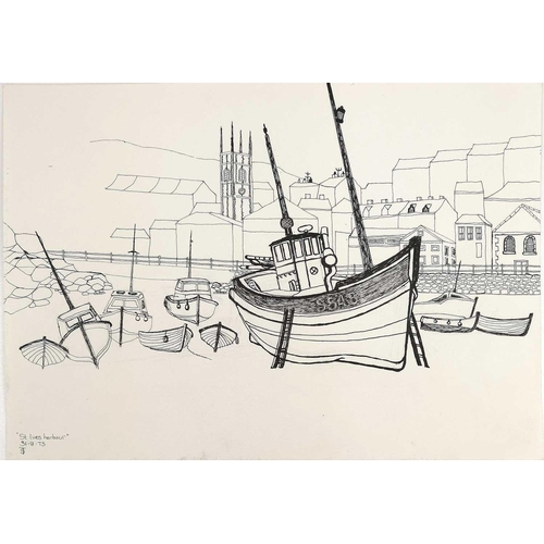 164 - Sheila TOLLEY (1939) St. Ives Harbour Along with another drawing of St Ives harbour and other works ... 