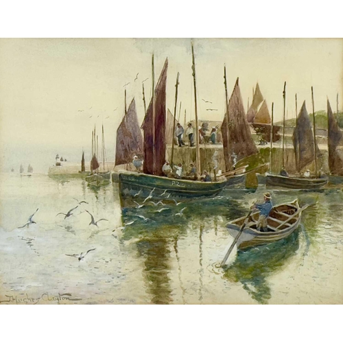 165 - J Hughes Clayton (1891-1929) Boats in Newlyn Harbour Watercolour, signed, 36 x 45cm.