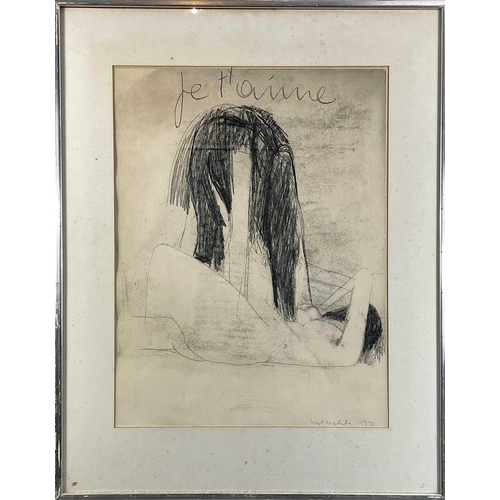 186 - Karl WESCHKE (1925-2005) Je t'aime, 1970 Mixed media - etching and charcoal Signed and dated 1970 Pl... 