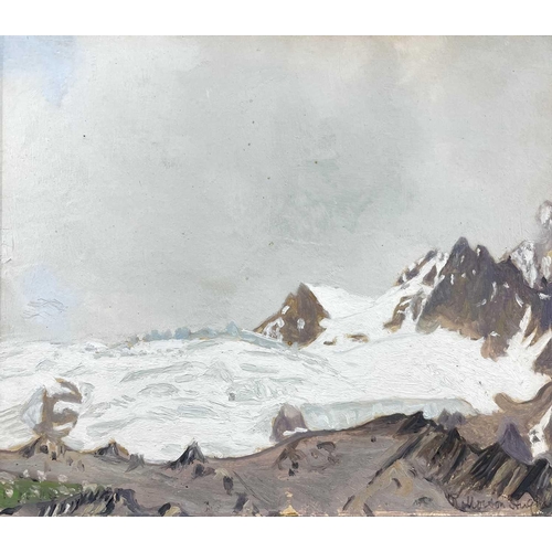 213 - Robert Morson HUGHES (1873-1953) Penwith Landscape and Glacier Two Oils on board, each signed each 1... 