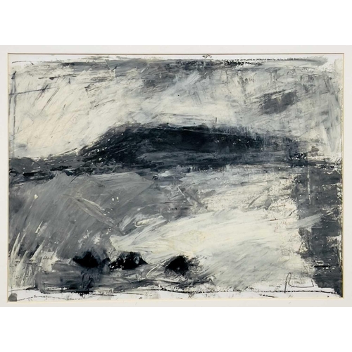 218 - Paul WADSWORTH (1964) Stormy Coastal Scene Mixed media Initialled 29cm x 39cm