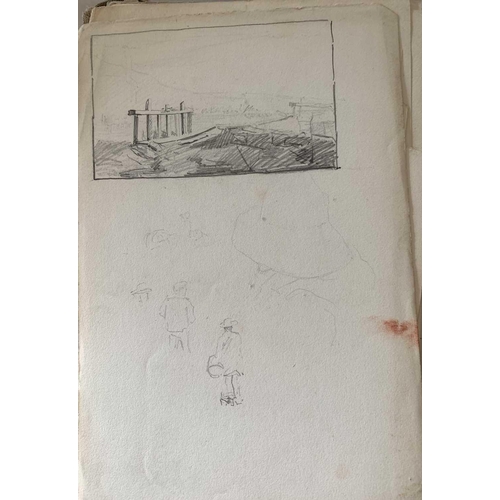 226 - Frank Bramley 1857-1915 Small hard back sketchbook, filled with approximately 36 pencil drawings, so... 