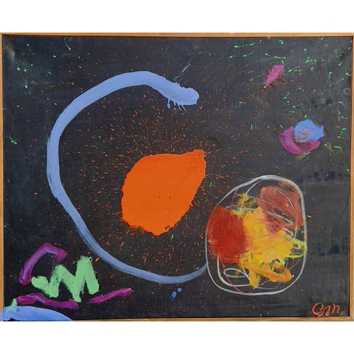 253 - Gordie MCINTOSH The Cosmic Cough Mixed media, signed, further signed to verso, 66 x 81cm.