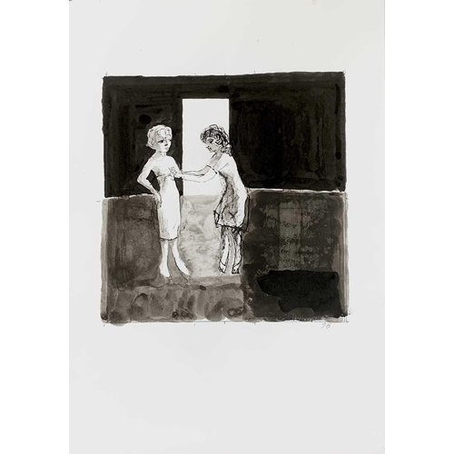 257 - John BARNICOAT (1924-2013) Two Women, circa 2001 Four works Ink and wash Each image size approximate... 