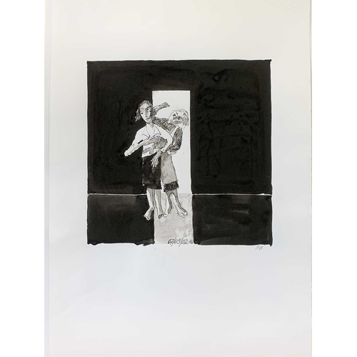 257 - John BARNICOAT (1924-2013) Two Women, circa 2001 Four works Ink and wash Each image size approximate... 