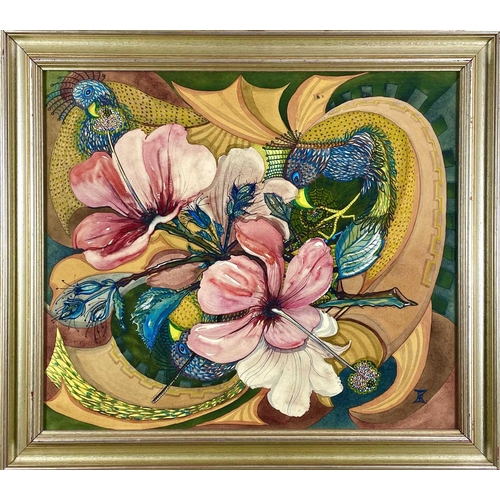 284 - Elizabeth Rosemary ZIAR (1919-2003) Hibiscus Watercolour Monogrammed 54 x 63cm