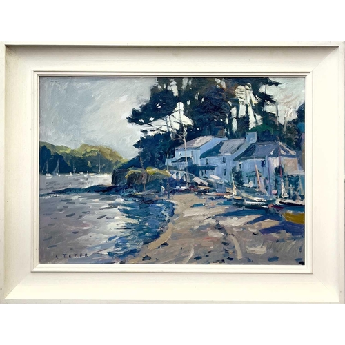 285 - Andrew TOZER (1974) Coastguard Cottages, Helford Passage Oil on board, signed, 42x60cm