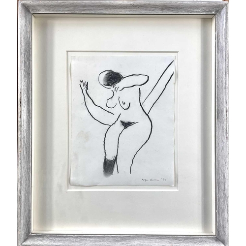 292 - Roger HILTON (1911-1975) Dancing Nude Charcoal on paper Signed and dated '72 25 x19cm