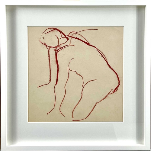 32 - Rose HILTON (1931-2019) Crouching Figure  Conte on paper Letter of authentication to verso, signed b... 