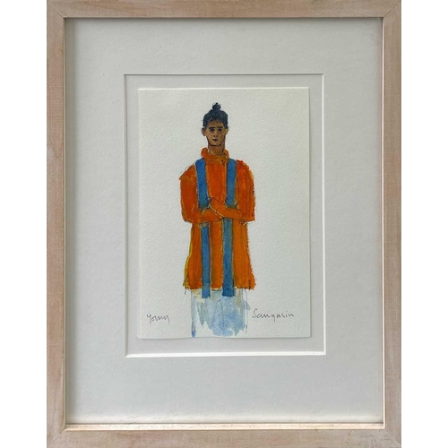 338 - John MILLER (1931-2002) Sanyasin Monk Watercolour Signed and inscribed to verso 19 x 13cm Provenance... 