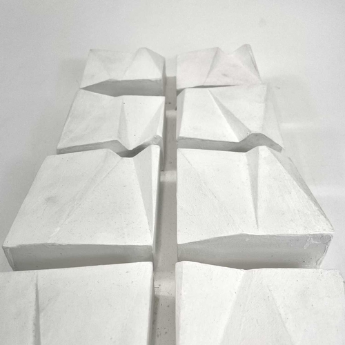 340 - Paul MOUNT (1922-2009) Geometric Form  Sculpture, moulded plaster on board 46 x 22 x 7cm Provenance ... 