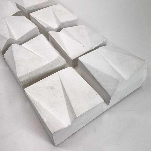 340 - Paul MOUNT (1922-2009) Geometric Form  Sculpture, moulded plaster on board 46 x 22 x 7cm Provenance ... 