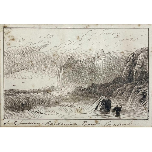 355 - Samuel Phillips JACKSON (1830-1904) Cornish Coast Ink drawing, signed and indistinctly inscribed, 16... 