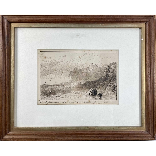 355 - Samuel Phillips JACKSON (1830-1904) Cornish Coast Ink drawing, signed and indistinctly inscribed, 16... 