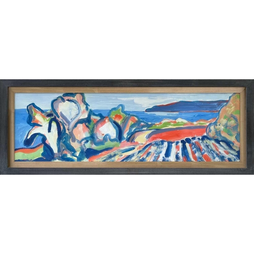 356 - Tim NEWMAN (1956) Seascape from Perranuthnoe Gouache Signed and dated '02 20 x 67cm From the Persona... 