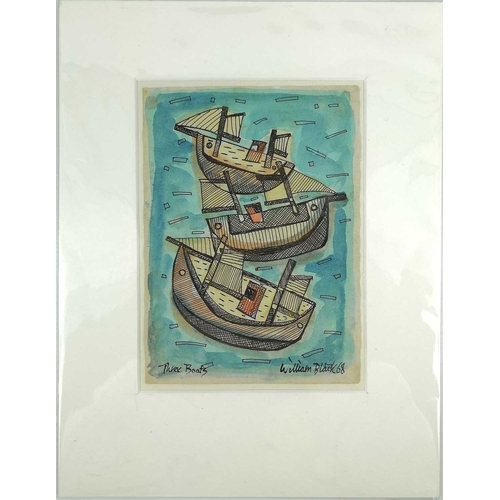 363 - William BLACK (XX) Three Boats Ink and wash Signed and dated '68 21 x 15cmOverall this piece is in g... 