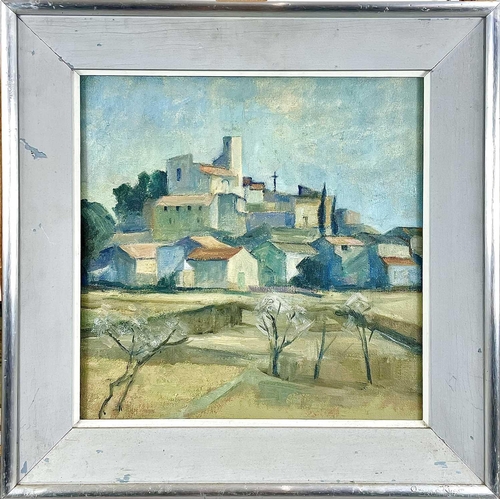 366 - June MILES (1924-2021) St-Pons-De-Mauchiens Oil on canvas Signed and dated '81 to verso 32 x 32cm