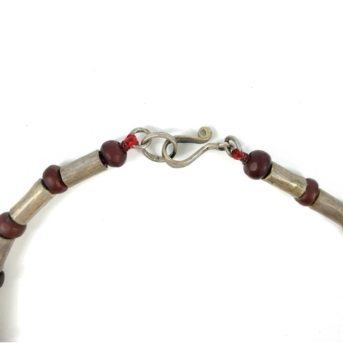 38 - Guy ROYLE (1954) Necklace  A silver and carnelian necklace with stamped makers mark Length of neckla... 