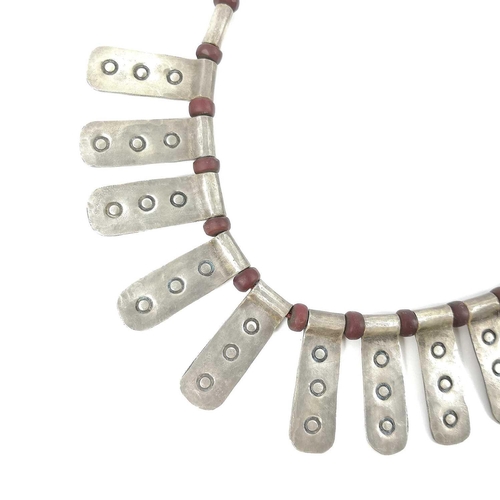 38 - Guy ROYLE (1954) Necklace  A silver and carnelian necklace with stamped makers mark Length of neckla... 