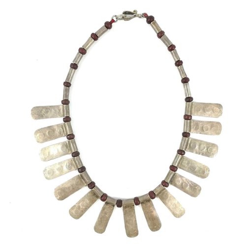 38 - Guy ROYLE (1954) Necklace  A silver and carnelian necklace with stamped makers mark Length of neckla... 