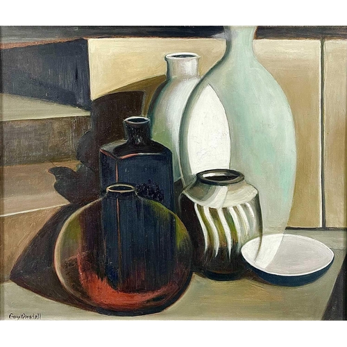 385 - Guy WORSDELL (1908-1978) Untitled (Five Vases and a Bowl) Oil on board Signed 49.5 x 60cm