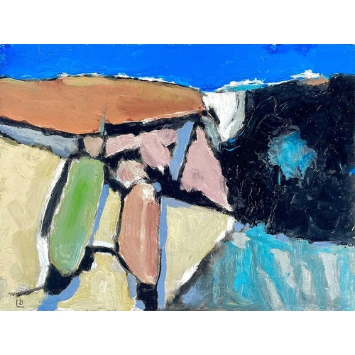 388 - Leon DAVIES (1947) Walking The Cliffs, Zennor Oil on board Monogrammed Further signed to verso 15x20... 