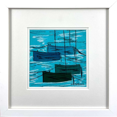 389 - Stephen FELSTEAD (1957) Four Fishing Boats Pastel on paper Signed Further signed and dated 2022 to v... 