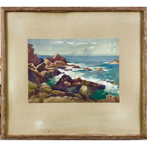 394 - Lewis MORTIMER (XIX-XX) Cornish Coast Watercolour, signed, 24 x 34cm.