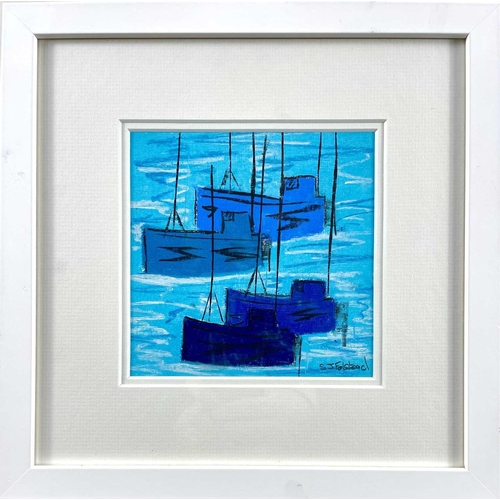 397 - Stephen FELSTEAD (1957) Four Boats Bound For Newlyn Pastel on paper Signed Further signed and dated ... 